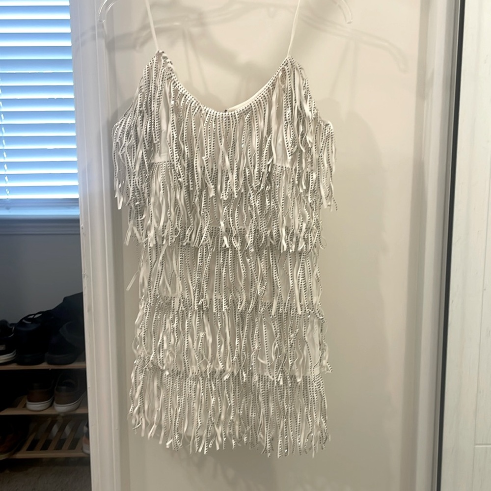 White rhinestone dress. Wore to one party! The tags are still on.